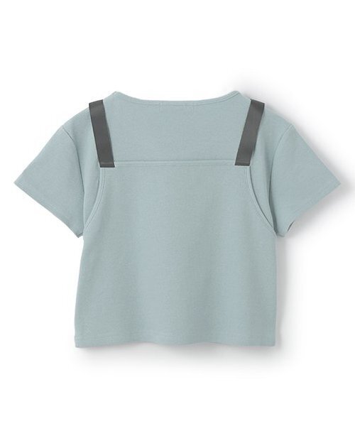 Mi-je(ミジェ)の「ビスチェレイヤード風半袖テレコ【韓国ファッション】(Tシャツ/カットソー・レディース・ライトブルー/アイボリー・F)」の6枚目の写真