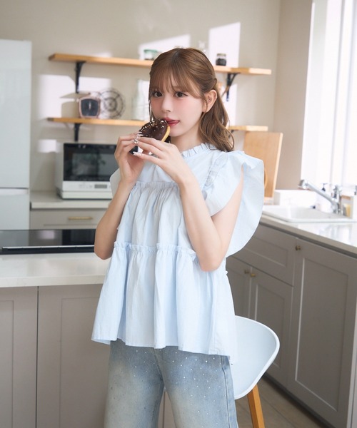 TITTY&CO.（ティティーアンドコー）の「ノースリーブフリルブラウス（シャツ/ブラウス・レディース・その他/ブルー/ホワイト・FREE）」の17枚目の写真