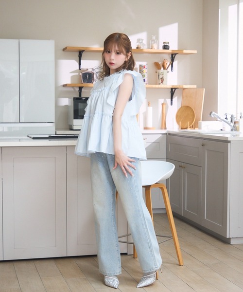 TITTY&CO.（ティティーアンドコー）の「ノースリーブフリルブラウス（シャツ/ブラウス・レディース・その他/ブルー/ホワイト・FREE）」の21枚目の写真