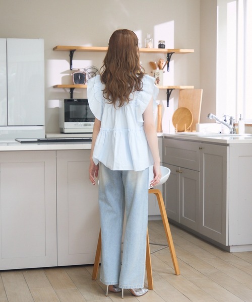 TITTY&CO.（ティティーアンドコー）の「ノースリーブフリルブラウス（シャツ/ブラウス・レディース・その他/ブルー/ホワイト・FREE）」の11枚目の写真