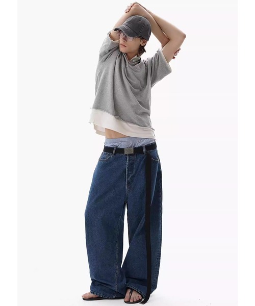 MASONPRINCE(メイソンプリンス)の「ルーズフィット レトロダークブルー ワイドストレート デニムパンツ NZK6238【MASONPRINCE】(デニムパンツ・メンズ・ブルー・L/M/S/XL)」の8枚目の写真
