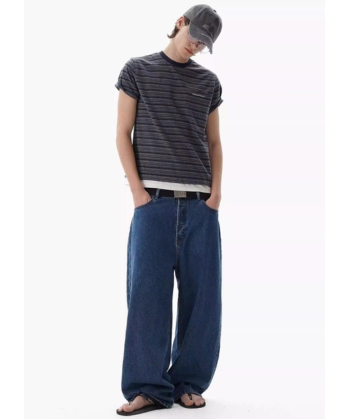 MASONPRINCE(メイソンプリンス)の「ルーズフィット レトロダークブルー ワイドストレート デニムパンツ NZK6238【MASONPRINCE】(デニムパンツ・メンズ・ブルー・L/M/S/XL)」の11枚目の写真