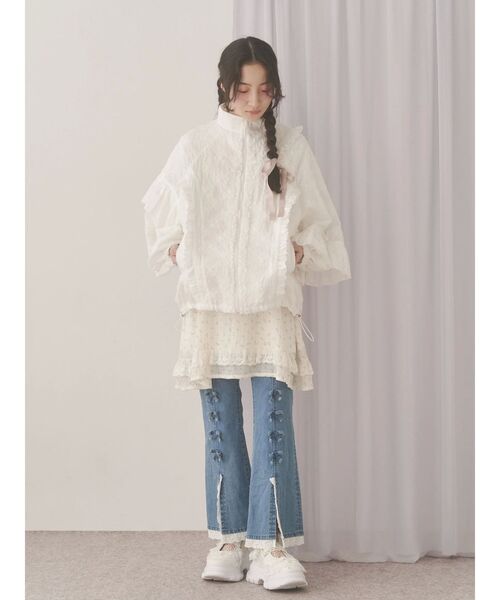 merry jenny / flower frill laceブルゾン flower frill laceブルゾン（ブルゾン）｜merry jenny（メリージェニー