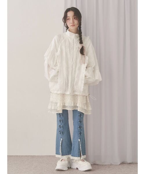 flower frill laceブルゾン（ブルゾン）｜merry jenny（メリージェニー