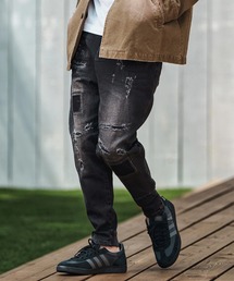 CAMBIO/カンビオ デニムサルエルパンツ ダメージ加工 ウエスト総ゴム CAMBIO(カンビオ)】Denim Like Drape Sarrouel Pants サルエル
