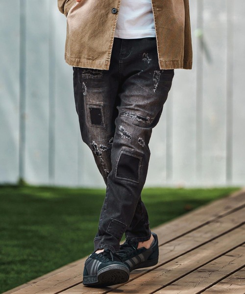 mp13800- Ribbed Back And Used Denim Pants デニムパンツ