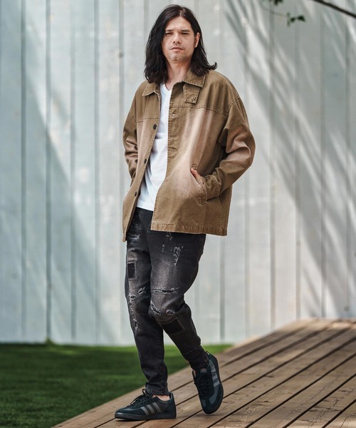 CAMBIO（カンビオ）の「mp13800- Ribbed Back And Used Denim Pants デニムパンツ（デニムパンツ・メンズ・ブラック/インディゴブルー・S/M/L）」の11枚目の写真