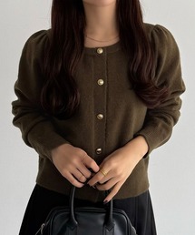 callautia（カラウティア）の「金ボタンパフスリーブショートニットカーディガン（カーディガン/ボレロ）」