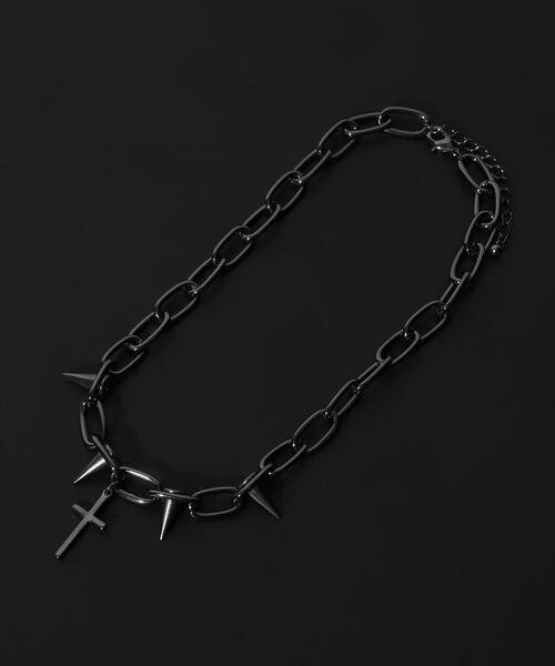 WEGO（ウィゴー）の「WEGO/スタッズモチーフネックレス（ネックレス・メンズ・ブラック/シルバー・FREE）」の2枚目の写真