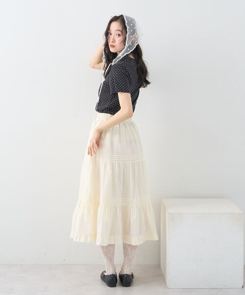earth music&ecology(アースミュージックアンドエコロジー)の「ピンタックティアードミディスカート(スカート・レディース・アイボリー/ブラック・FREE)」の20枚目の写真