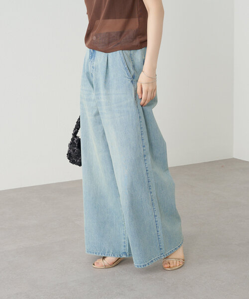 Omekashi(オメカシ)の「ドロストタックワイドデニム(デニムパンツ・レディース・インディゴブルー/ブルー系その他・38/36)」の1枚目の写真