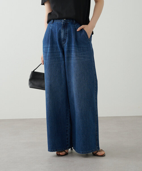 Omekashi(オメカシ)の「ドロストタックワイドデニム(デニムパンツ・レディース・インディゴブルー/ブルー系その他・38/36)」の2枚目の写真