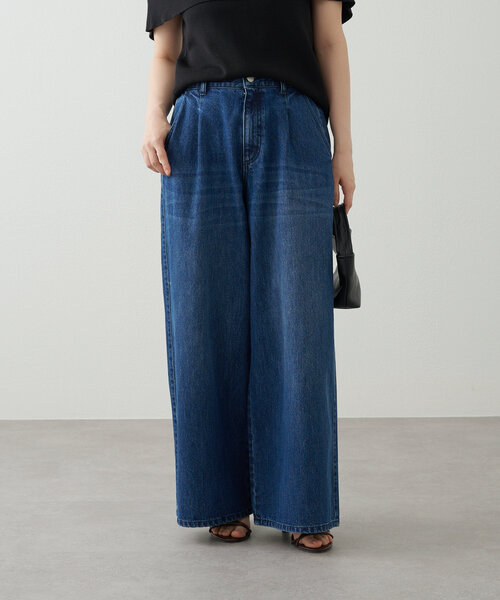 Omekashi(オメカシ)の「ドロストタックワイドデニム(デニムパンツ・レディース・インディゴブルー/ブルー系その他・38/36)」の9枚目の写真
