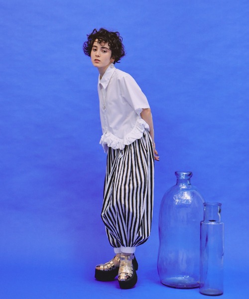 ボリュームストライプサーカスパンツ（その他パンツ）｜manana suerte