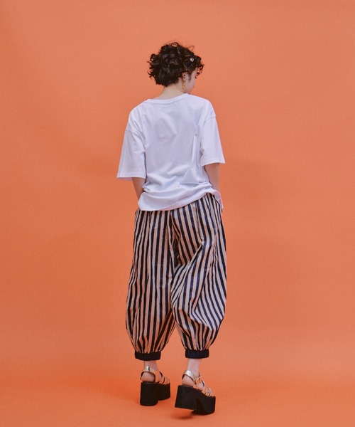 美品♡ナゴンスタンス サーカスパンツ サルエルパンツ ストライプパンツ 36 レディース ワイドパンツ サーカスパンツ バルーンパンツ ダンプ