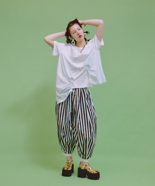 ボリュームストライプサーカスパンツ（その他パンツ）｜manana suerte
