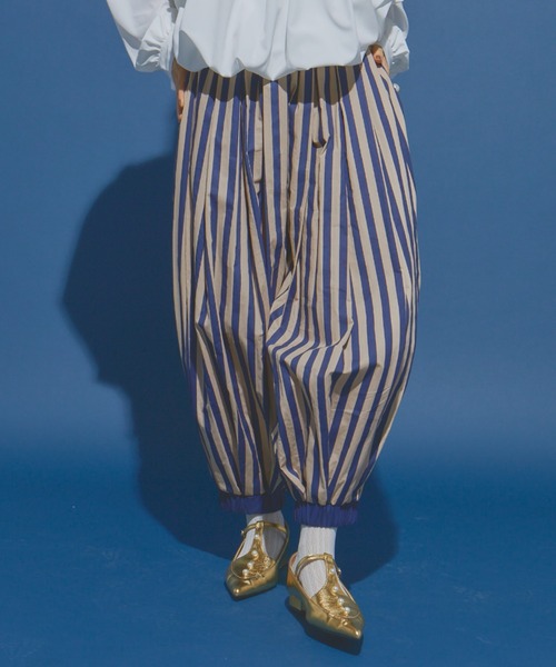 ボリュームストライプサーカスパンツ（その他パンツ）｜manana suerte