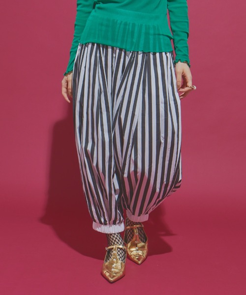 ボリュームストライプサーカスパンツ（その他パンツ）｜manana suerte