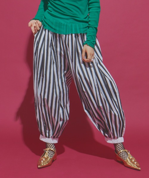 ボリュームストライプサーカスパンツ（その他パンツ）｜manana suerte