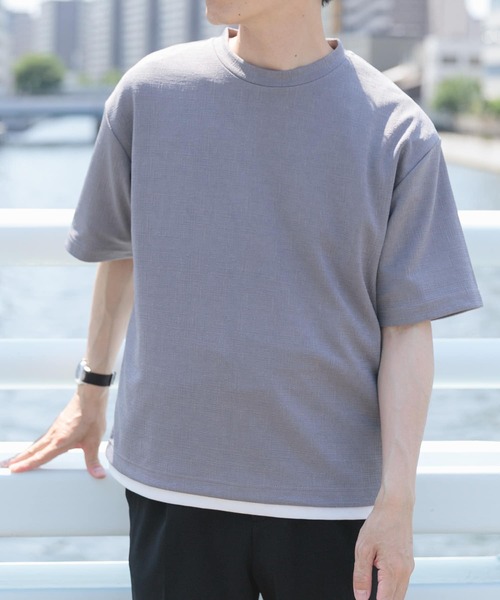 【関税込み】Erdem ネイビー レイヤード Tシャツ フェイクレイヤードダメージルーズフィットTシャツ Tシャツ