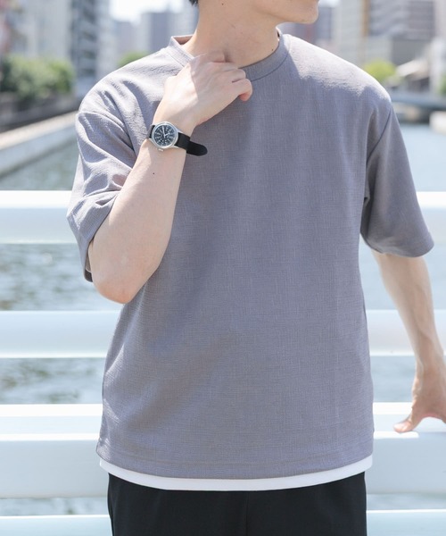 ◆boohoo◆ フェイクレイヤー ウォッシュド Tシャツ / blue SHIPS any: 〈吸水・速乾・ストレッチ〉 フェイク レイヤード T