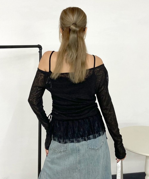 non-hedge(ノンヘッジ)の「裾レースタンクトップシアートップスセット(Tシャツ/カットソー・レディース・モカ/オフホワイト/グレー/ブラック・FREE)」の21枚目の写真