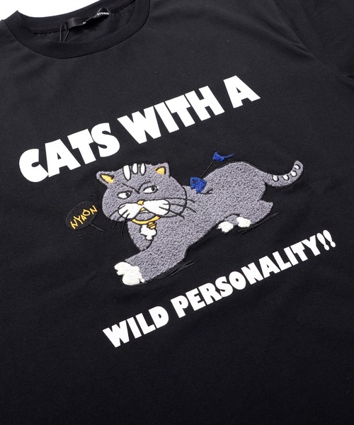 Revo.（レボ）の「アニマル 手書きイラスト サガラ刺繍 オーバーサイズTシャツ ヘビ 猫 虎 ロゴ プリント（Tシャツ/カットソー・メンズ・ホワイト系その他2/ブラック系その他/ブラック/ブラック系その他2/ホワイト/ホワイト系その他・M/L）」の9枚目の写真