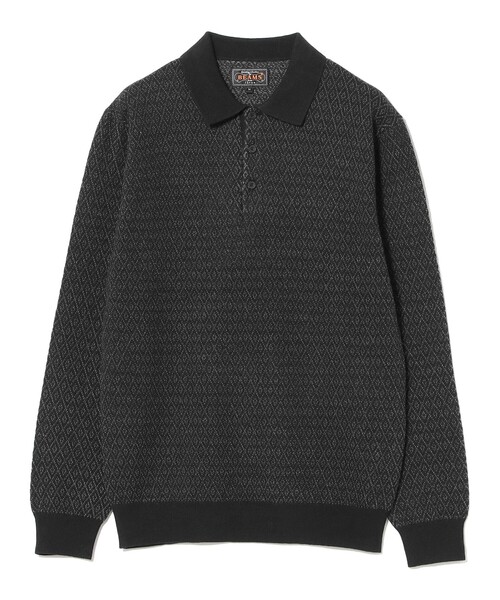 BEAMS PLUS（ビームスプラス）の「ダイヤモンド パターン ニット ポロシャツ（ポロシャツ・メンズ・ブルー/ブラック/ブラウン・S/M/L/XL）」の19枚目の写真