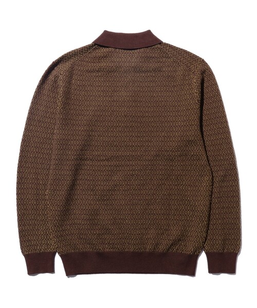 BEAMS PLUS（ビームスプラス）の「ダイヤモンド パターン ニット ポロシャツ（ポロシャツ・メンズ・ブルー/ブラック/ブラウン・S/M/L/XL）」の5枚目の写真