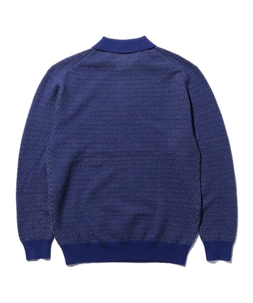BEAMS PLUS（ビームスプラス）の「ダイヤモンド パターン ニット ポロシャツ（ポロシャツ・メンズ・ブルー/ブラック/ブラウン・S/M/L/XL）」の11枚目の写真