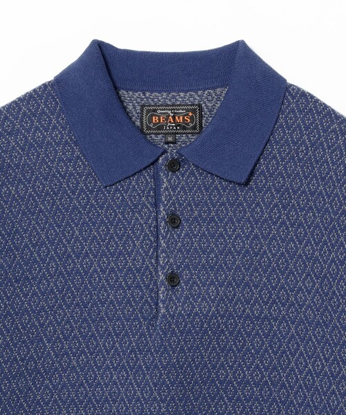 BEAMS PLUS（ビームスプラス）の「ダイヤモンド パターン ニット ポロシャツ（ポロシャツ・メンズ・ブルー/ブラック/ブラウン・S/M/L/XL）」の13枚目の写真