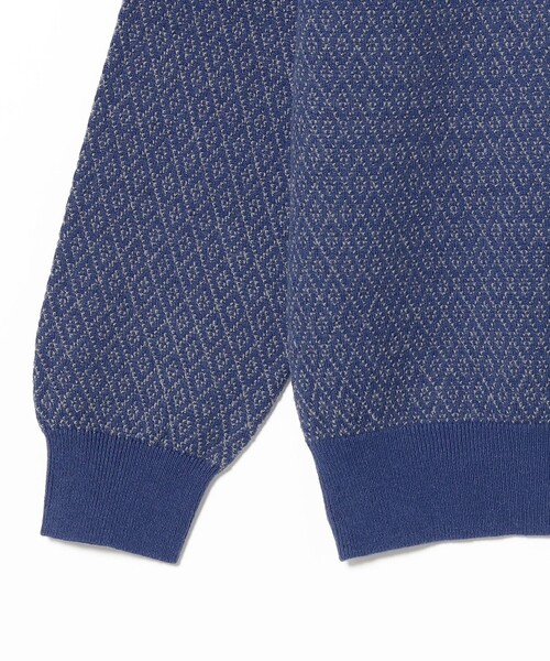 BEAMS PLUS（ビームスプラス）の「ダイヤモンド パターン ニット ポロシャツ（ポロシャツ・メンズ・ブルー/ブラック/ブラウン・S/M/L/XL）」の14枚目の写真