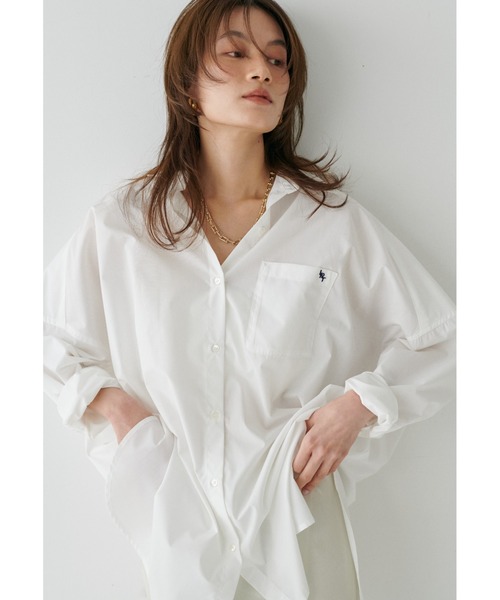 LARUTA（ラルータ）の「［WEB限定］【LARUTA】ちびロゴ刺繍BIGシャツ（シャツ/ブラウス・レディース・ネイビー/ピンク/オフホワイト/ブルー/ストライプ/キャメル・FREE）」の15枚目の写真