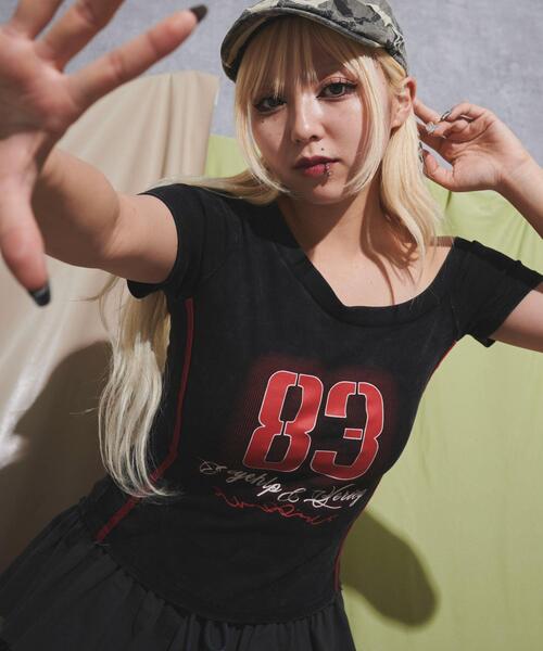 dispark(ディスパーク)の「DISPARK/ナンバリングワンショルリブT(Tシャツ/カットソー・レディース・ブラック/ネイビー・FREE)」の1枚目の写真