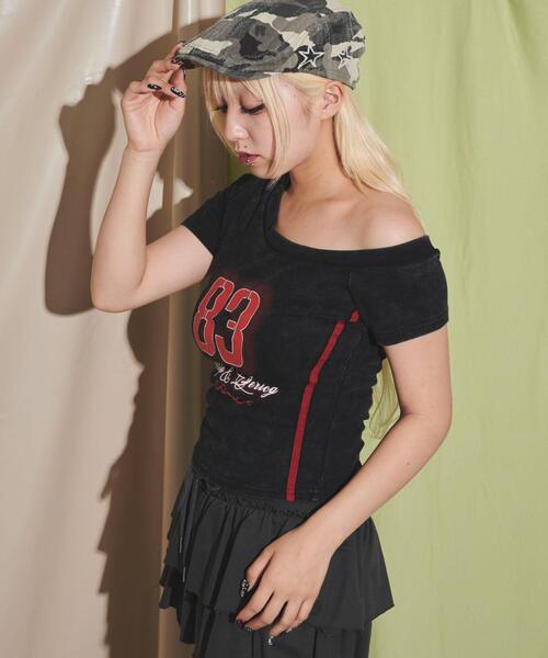 dispark(ディスパーク)の「DISPARK/ナンバリングワンショルリブT(Tシャツ/カットソー・レディース・ブラック/ネイビー・FREE)」の17枚目の写真