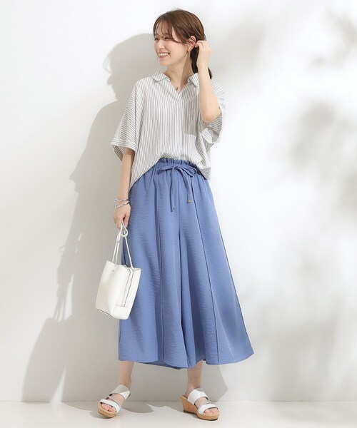 DRESKIP（ドレスキップ）の「◆【S-LL/ひんやり】さらっとタッチできれい見え ピンタックスカーチョ（その他パンツ・レディース・チャコールグレー/ブルー/ブラック/ベージュ・01/02/03/04）」の15枚目の写真