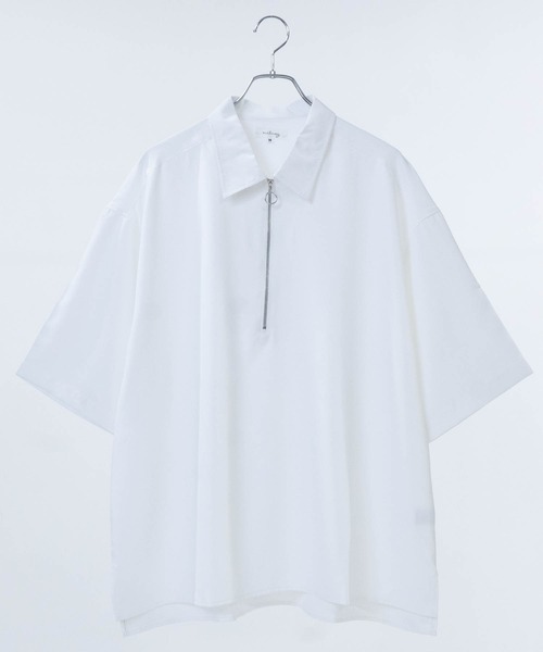 JOHN'S CLOSET(ジョンズクローゼット)の「【14】アソートプリント サイドスリット オーバーサイズ ハーフジップシャツ(シャツ/ブラウス・メンズ・ブラック系1/ネイビー系1/ホワイト系1/ホワイト系2/グレー系2/グレー系3/ブラック系2/ネイビー系2・LARGE/MEDIUM)」の1枚目の写真