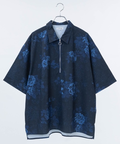 JOHN'S CLOSET(ジョンズクローゼット)の「【14】アソートプリント サイドスリット オーバーサイズ ハーフジップシャツ(シャツ/ブラウス・メンズ・ブラック系1/ネイビー系1/ホワイト系1/ホワイト系2/グレー系2/グレー系3/ブラック系2/ネイビー系2・LARGE/MEDIUM)」の8枚目の写真