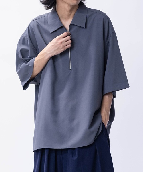 JOHN'S CLOSET(ジョンズクローゼット)の「【14】アソートプリント サイドスリット オーバーサイズ ハーフジップシャツ(シャツ/ブラウス・メンズ・ブラック系1/ネイビー系1/ホワイト系1/ホワイト系2/グレー系2/グレー系3/ブラック系2/ネイビー系2・LARGE/MEDIUM)」の15枚目の写真