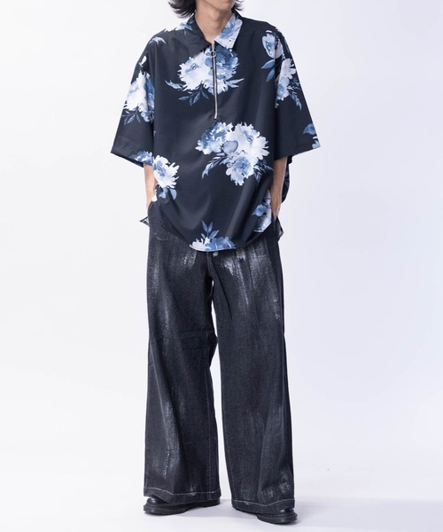 JOHN'S CLOSET(ジョンズクローゼット)の「【14】アソートプリント サイドスリット オーバーサイズ ハーフジップシャツ(シャツ/ブラウス・メンズ・ブラック系1/ネイビー系1/ホワイト系1/ホワイト系2/グレー系2/グレー系3/ブラック系2/ネイビー系2・LARGE/MEDIUM)」の20枚目の写真