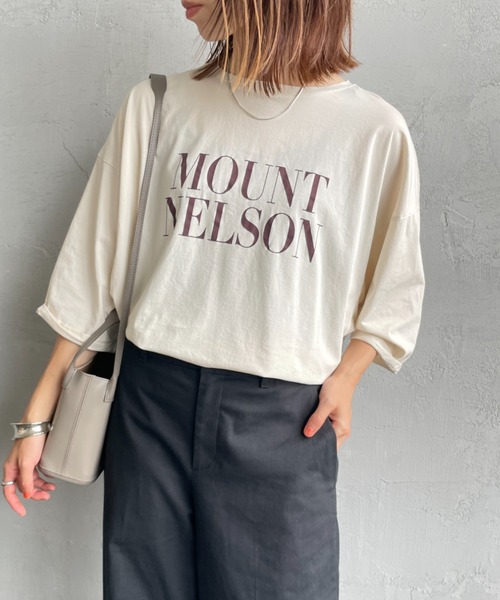 MICA&DEAL（マイカ＆ディール）の「[MICA&DEAL/マイカアンドディール] MOUNT MELSON ロールスリーブ7分袖プリントTシャツ（Tシャツ/カットソー・レディース・ベージュ/ホワイト/グレー・F）」の3枚目の写真