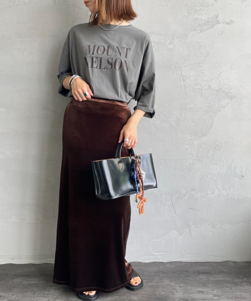 MICA&DEAL（マイカ＆ディール）の「[MICA&DEAL/マイカアンドディール] MOUNT MELSON ロールスリーブ7分袖プリントTシャツ（Tシャツ/カットソー・レディース・ベージュ/ホワイト/グレー・F）」の2枚目の写真