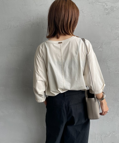 MICA&DEAL（マイカ＆ディール）の「[MICA&DEAL/マイカアンドディール] MOUNT MELSON ロールスリーブ7分袖プリントTシャツ（Tシャツ/カットソー・レディース・ベージュ/ホワイト/グレー・F）」の18枚目の写真