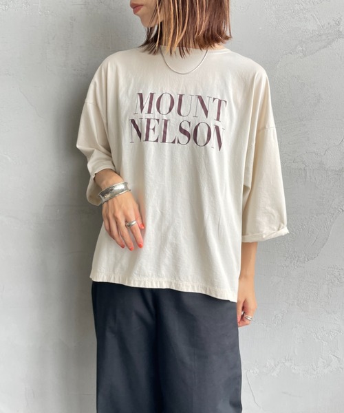 MICA&DEAL（マイカ＆ディール）の「[MICA&DEAL/マイカアンドディール] MOUNT MELSON ロールスリーブ7分袖プリントTシャツ（Tシャツ/カットソー・レディース・ベージュ/ホワイト/グレー・F）」の21枚目の写真