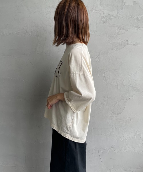 MICA&DEAL（マイカ＆ディール）の「[MICA&DEAL/マイカアンドディール] MOUNT MELSON ロールスリーブ7分袖プリントTシャツ（Tシャツ/カットソー・レディース・ベージュ/ホワイト/グレー・F）」の22枚目の写真