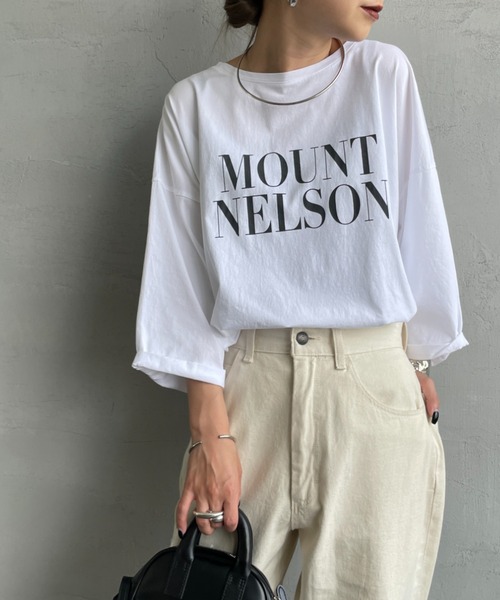 MICA&DEAL（マイカ＆ディール）の「[MICA&DEAL/マイカアンドディール] MOUNT MELSON ロールスリーブ7分袖プリントTシャツ（Tシャツ/カットソー・レディース・ベージュ/ホワイト/グレー・F）」の5枚目の写真