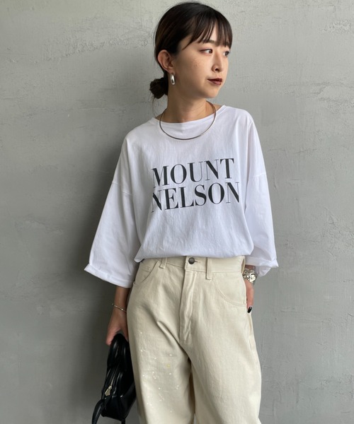 MICA&DEAL（マイカ＆ディール）の「[MICA&DEAL/マイカアンドディール] MOUNT MELSON ロールスリーブ7分袖プリントTシャツ（Tシャツ/カットソー・レディース・ベージュ/ホワイト/グレー・F）」の6枚目の写真