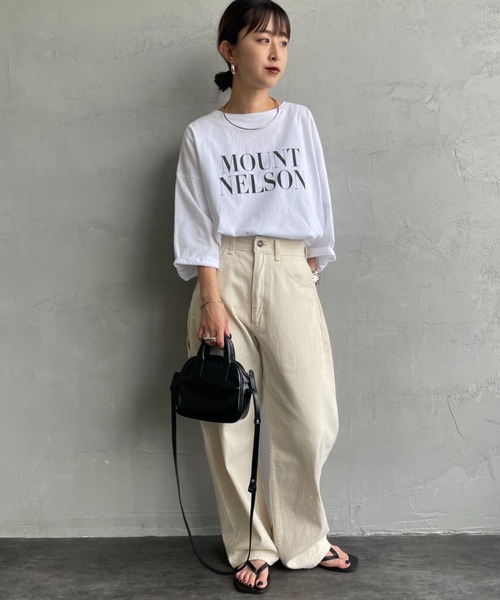 MICA&DEAL（マイカ＆ディール）の「[MICA&DEAL/マイカアンドディール] MOUNT MELSON ロールスリーブ7分袖プリントTシャツ（Tシャツ/カットソー・レディース・ベージュ/ホワイト/グレー・F）」の8枚目の写真