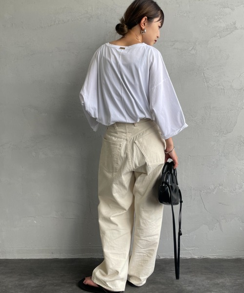 MICA&DEAL（マイカ＆ディール）の「[MICA&DEAL/マイカアンドディール] MOUNT MELSON ロールスリーブ7分袖プリントTシャツ（Tシャツ/カットソー・レディース・ベージュ/ホワイト/グレー・F）」の9枚目の写真