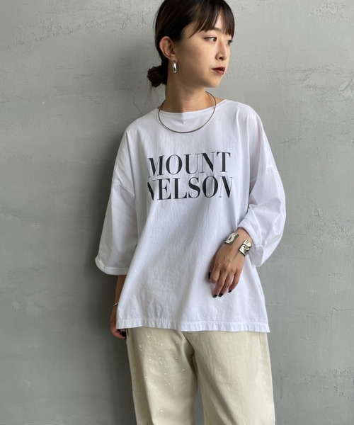 MICA&DEAL（マイカ＆ディール）の「[MICA&DEAL/マイカアンドディール] MOUNT MELSON ロールスリーブ7分袖プリントTシャツ（Tシャツ/カットソー・レディース・ベージュ/ホワイト/グレー・F）」の10枚目の写真